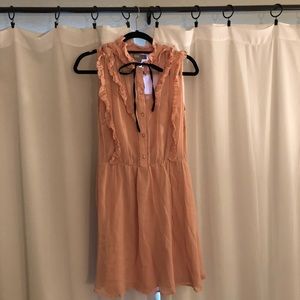 ASOS Blush High Neck Ruffle Front Dress